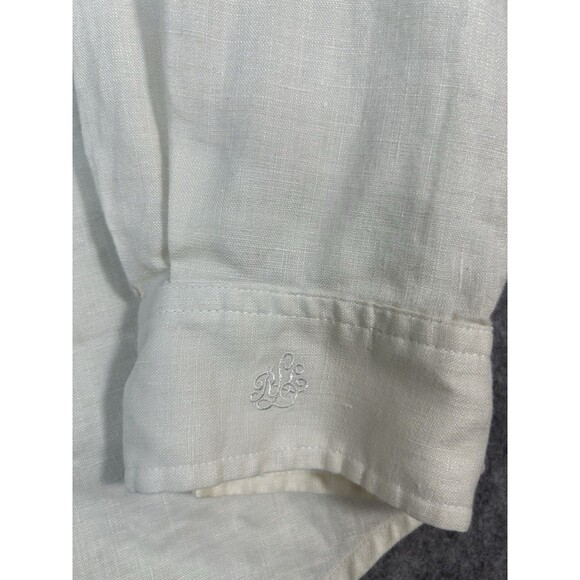 VTG Ralph Lauren Womens Linen Button Up Shirt Pleated Mock Neck Long Sleeve Sz M - Picture 6 of 11